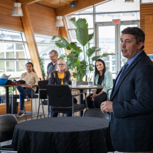 NLC President and CEO Todd Bondaroff speaks to a group.