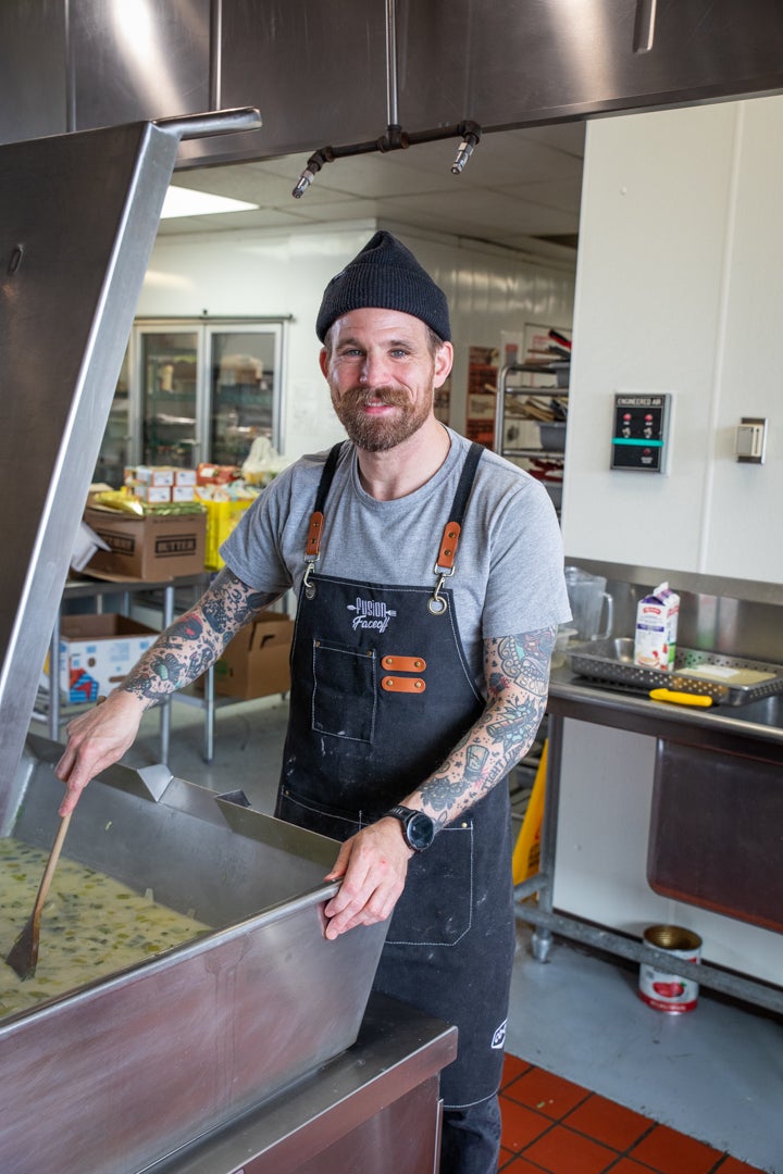 Chef Dale Mackay stands in the Northern Lights College Professional Cook kitchen.