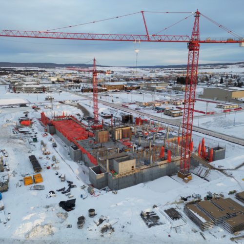 overhead view of the new Dawson Creek and District Hospital build