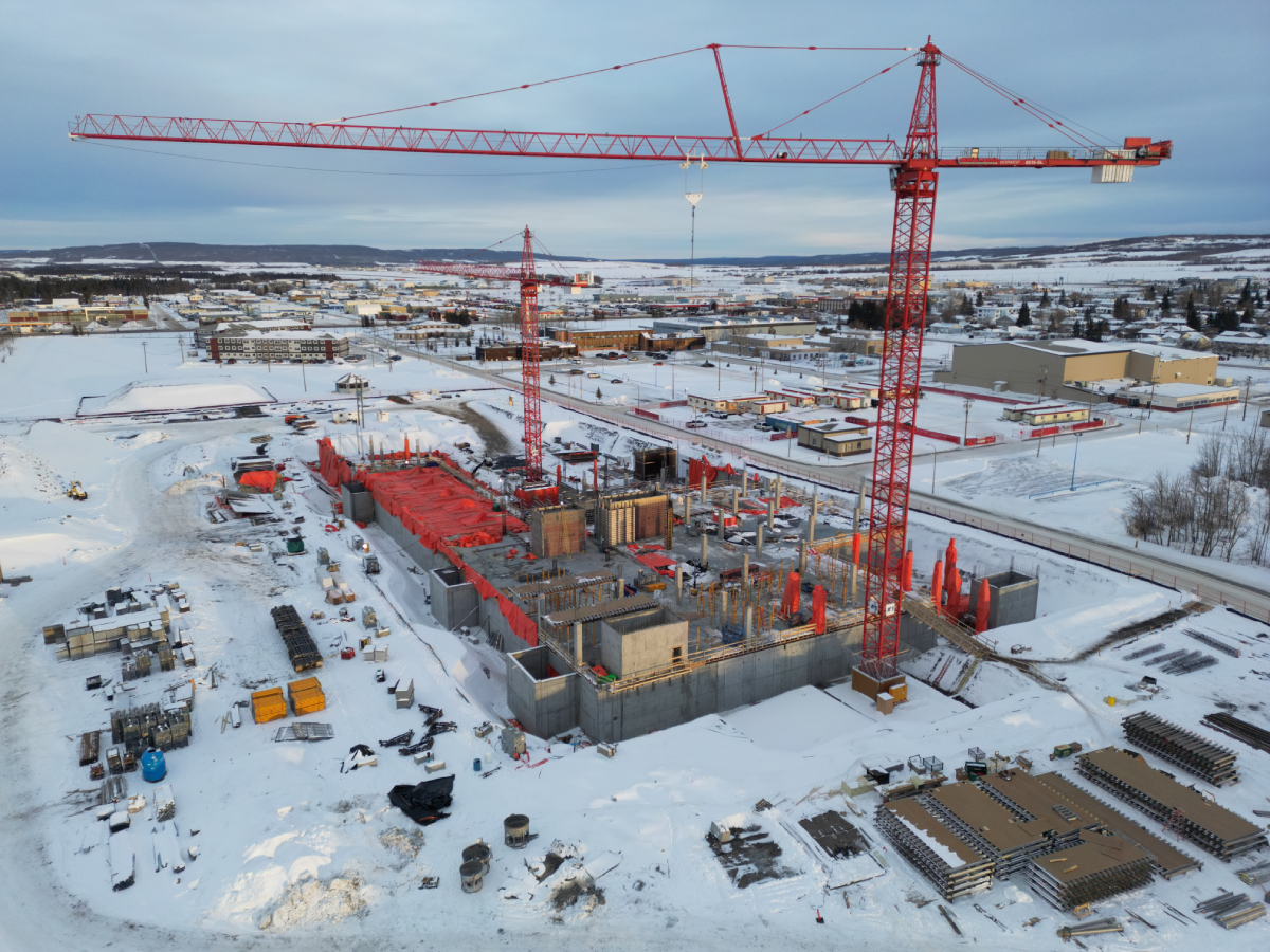 overhead view of the new Dawson Creek and District Hospital build