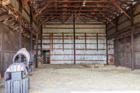 Inside barn
