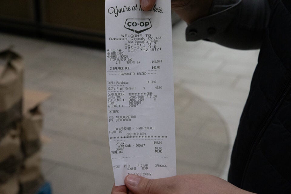 a receipt showing purchased hunger bags