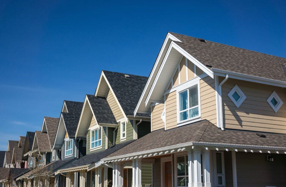 cream coloured row houses