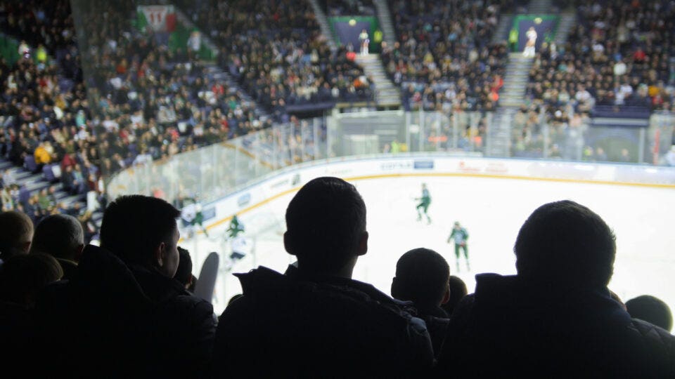 fans watching hockey game