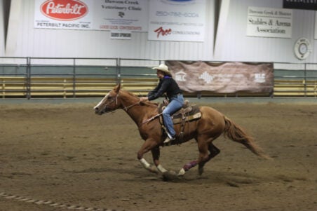 Northern Lights College Rodeo Team member races to the finish line.