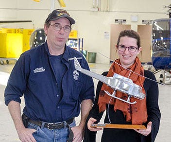 NLC AME instructor Curtis Newby and student Marianne Pelletier from the Dawson Creek Campus who won the Above and Beyond Award – an award given in recognition of the student who demonstrates positive contributions to the improvement of the AME program and participates in extracurricular activities within the program, college, and community.